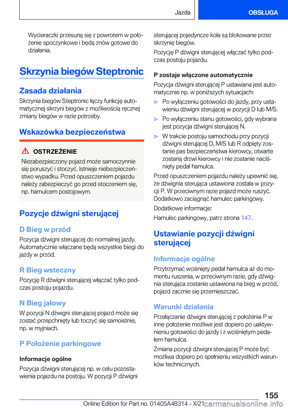 BMW X3 2022  Instrukcja obsługi (in Polish) �W�y�c�i�e�r�a�c�z�k�i��p�r�z�e�s�u�n�