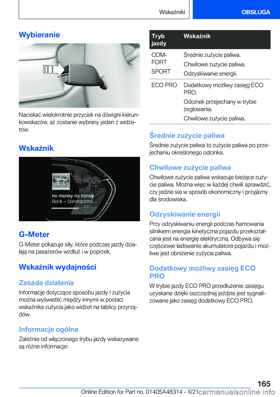 BMW X3 2022  Instrukcja obsługi (in Polish) �W�y�b�i�e�r�a�n�i�e
�N�a�c�i�s�k�a�