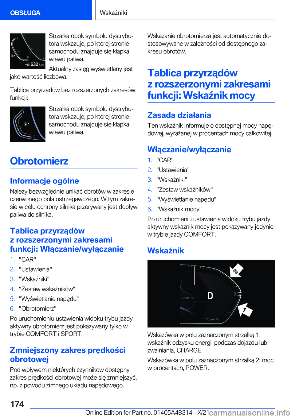BMW X3 2022  Instrukcja obsługi (in Polish) �S�t�r�z�a�ł�k�a��o�b�o�k��s�y�m�b�o�l�u��d�y�s�t�r�y�b�uj
�t�o�r�a��w�s�k�a�z�u�j�e�,��p�o��k�t�