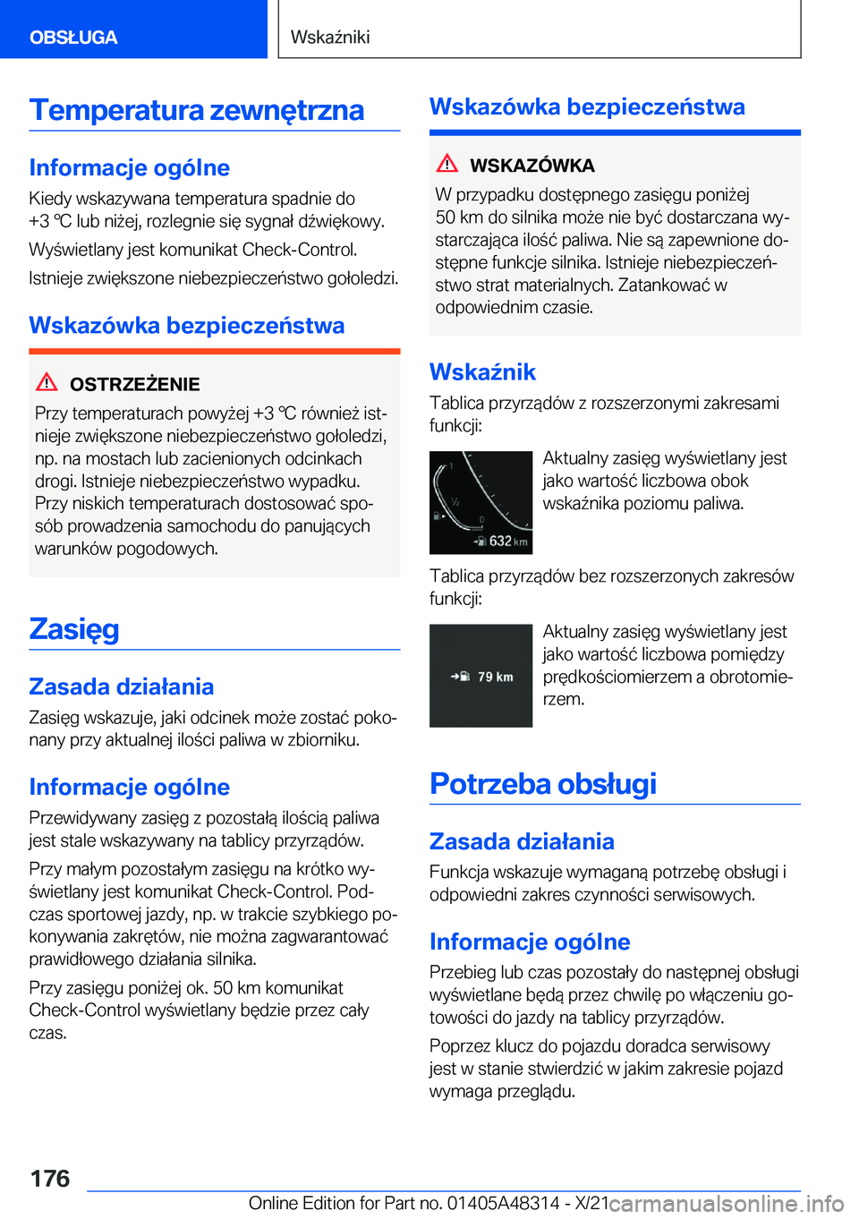 BMW X3 2022  Instrukcja obsługi (in Polish) �T�e�m�p�e�r�a�t�u�r�a��z�e�w�n�