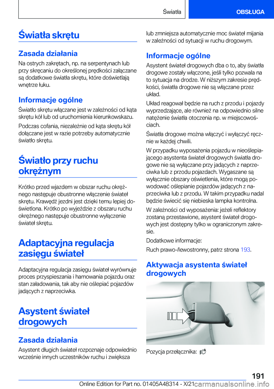 BMW X3 2022  Instrukcja obsługi (in Polish) �w�i�a�t�ł�a��s�k�r�