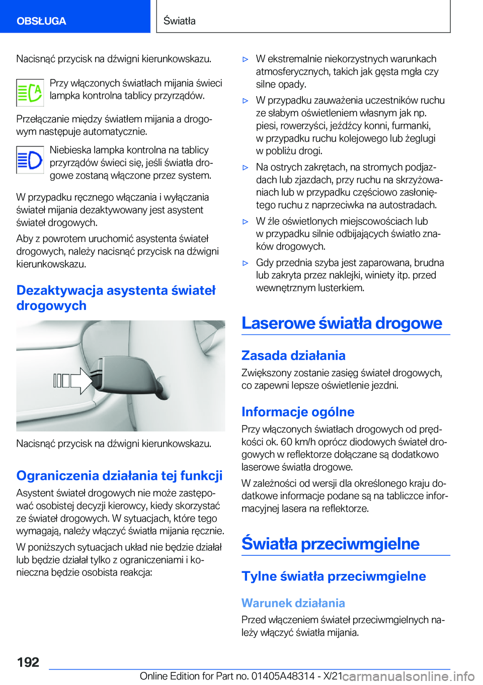 BMW X3 2022  Instrukcja obsługi (in Polish) �N�a�c�i�s�n�