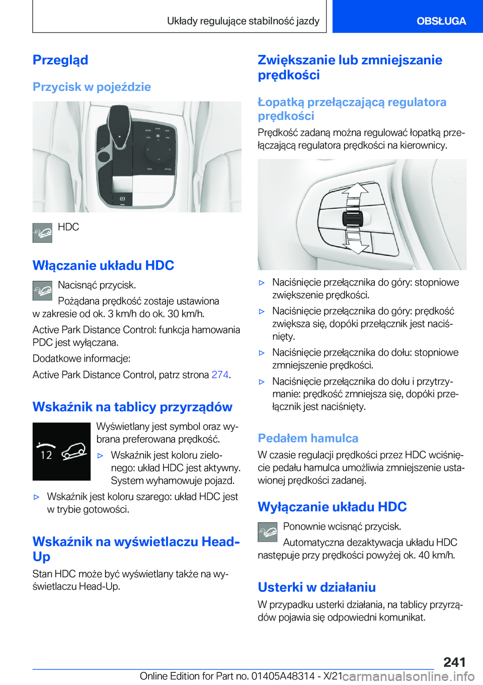BMW X3 2022  Instrukcja obsługi (in Polish) �P�r�z�e�g�l�ą�d�P�r�z�y�c�i�s�k��w��p�o�j�e7�d�z�i�e
�H�D�C
�W�ł�ą�c�z�a�n�i�e��u�k�ł�a�d�u��H�D�C �N�a�c�i�s�n�