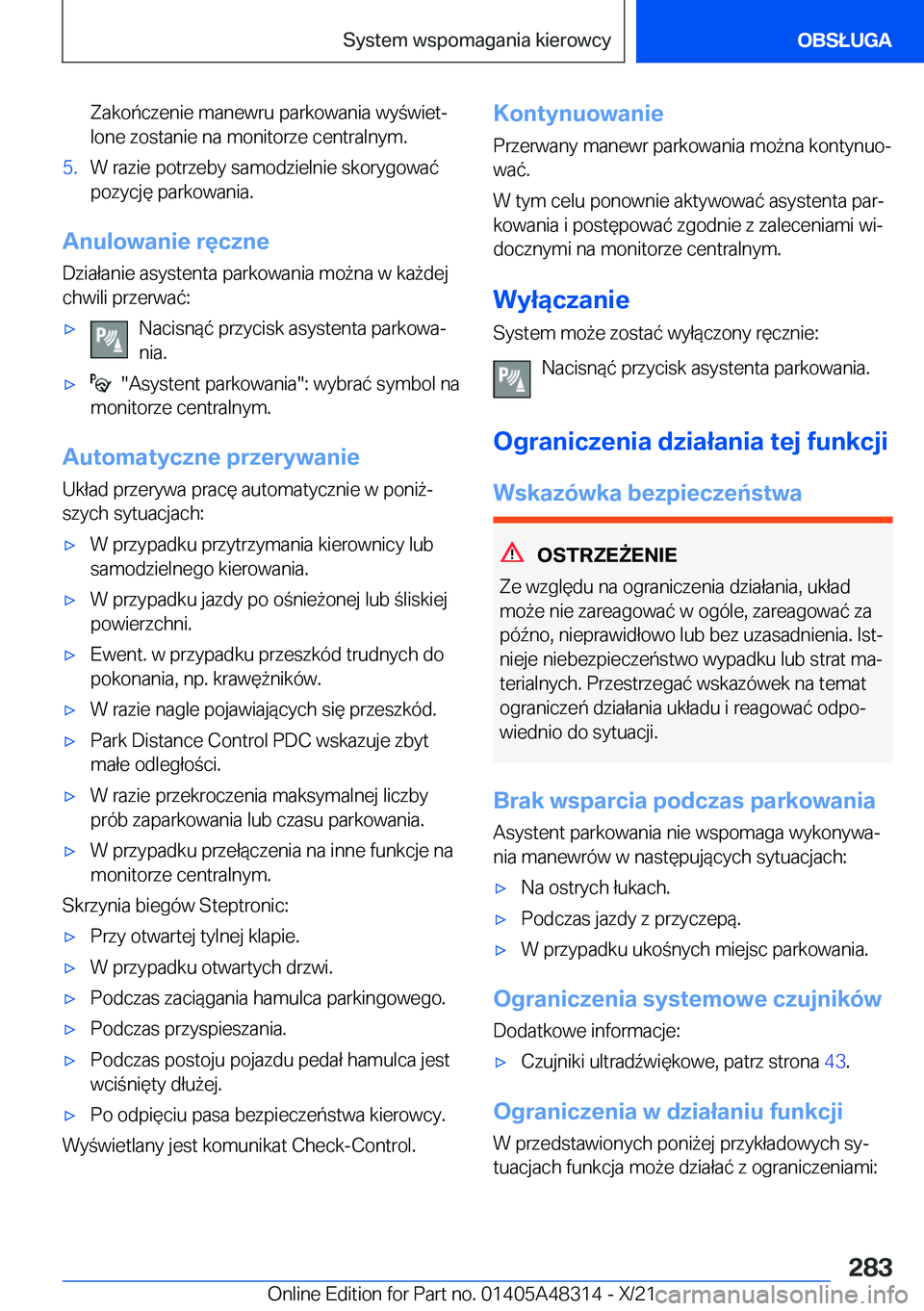 BMW X3 2022  Instrukcja obsługi (in Polish) �Z�a�k�o�
