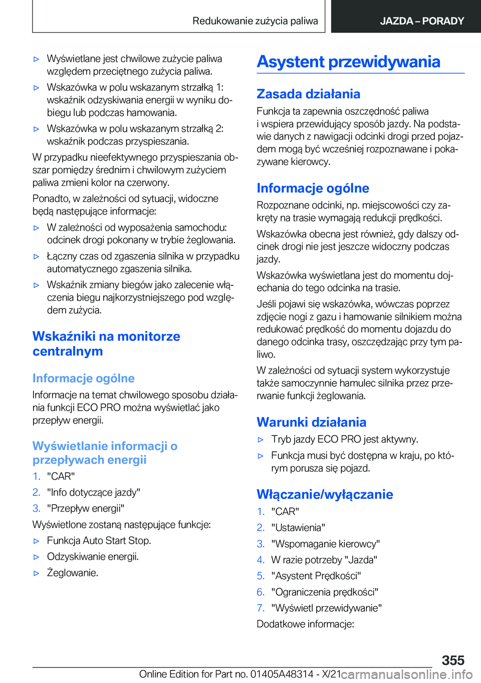 BMW X3 2022  Instrukcja obsługi (in Polish) 'x�W�y�w�i�e�t�l�a�n�e��j�e�s�t��c�h�w�i�l�o�w�e��z�u9�y�c�i�e��p�a�l�i�w�a�w�z�g�l�