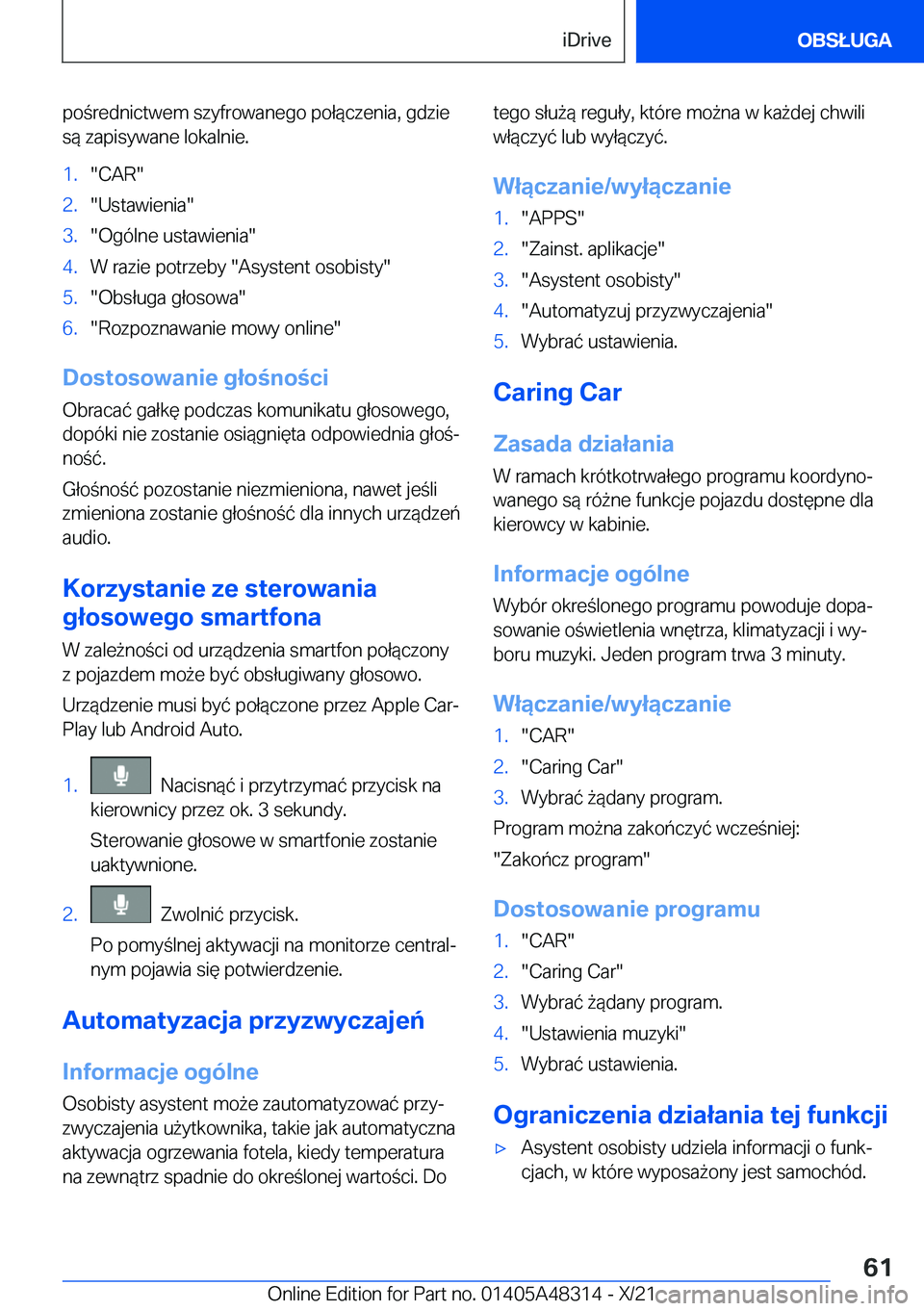 BMW X3 2022  Instrukcja obsługi (in Polish) �p�o�r�e�d�n�i�c�t�w�e�m��s�z�y�f�r�o�w�a�n�e�g�o��p�o�ł�