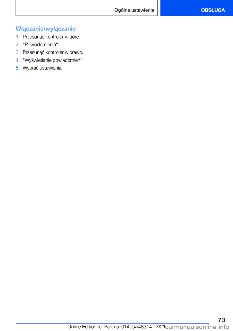 BMW X3 2022  Instrukcja obsługi (in Polish) �W�ł�ą�c�z�a�n�i�e�/�w�y�ł�ą�c�z�a�n�i�e�1�.�P�r�z�e�s�u�n�
