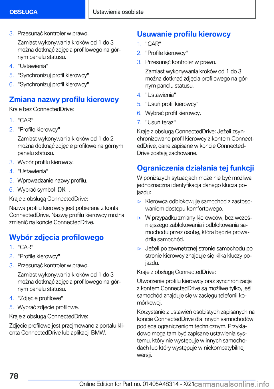 BMW X3 2022  Instrukcja obsługi (in Polish) �3�.�P�r�z�e�s�u�n�