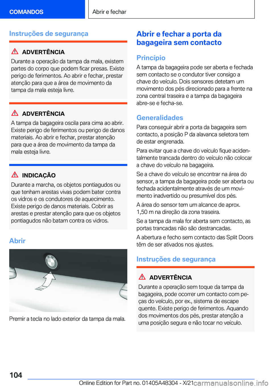 BMW X3 2022  Manual do condutor (in Portuguese) �I�n�s�t�r�u�