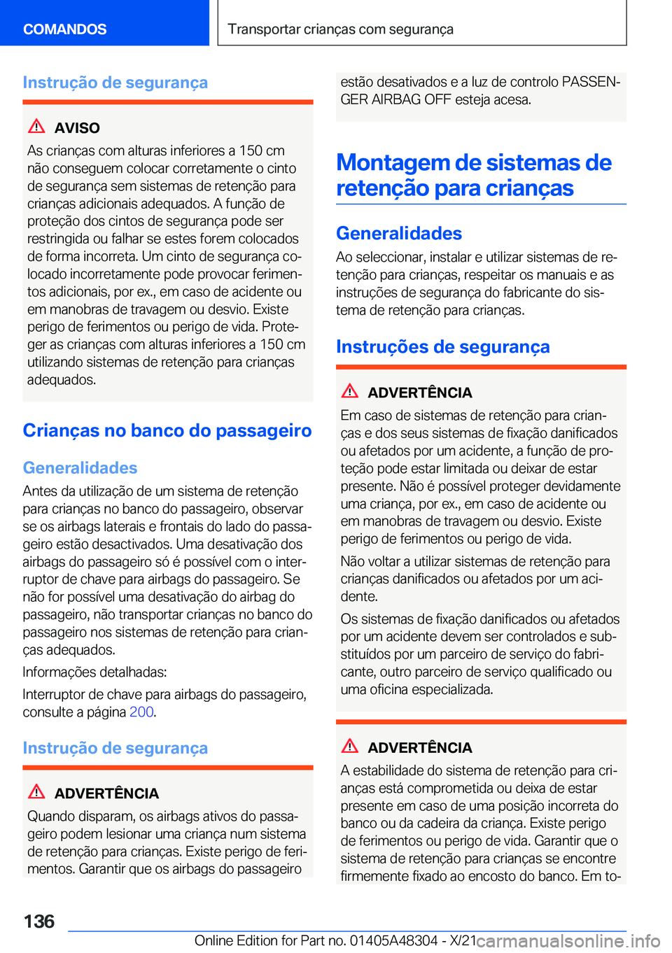 BMW X3 2022  Manual do condutor (in Portuguese) �I�n�s�t�r�u�