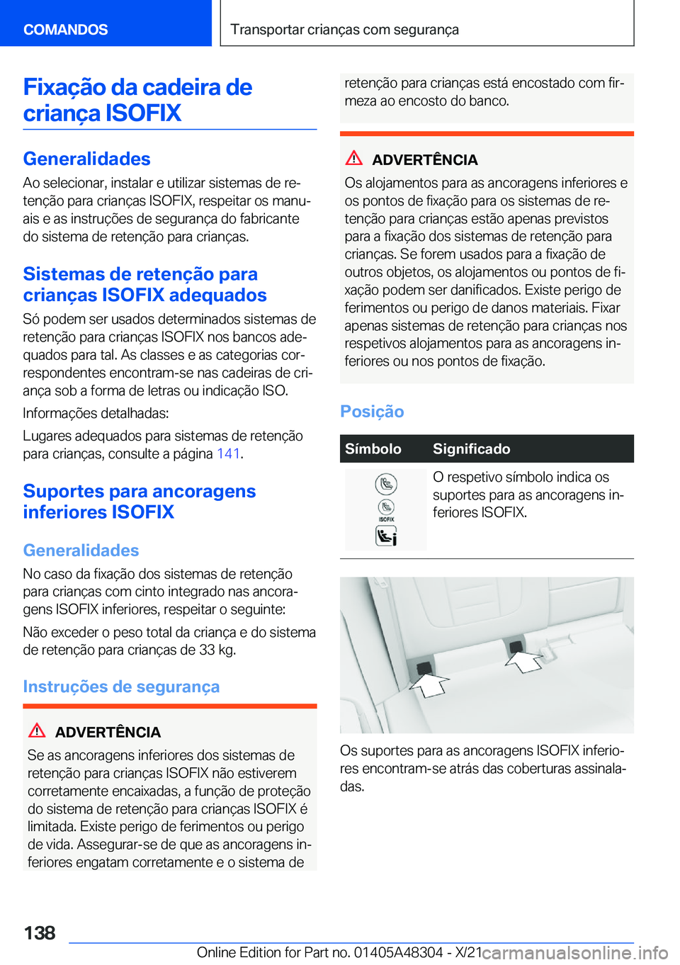 BMW X3 2022  Manual do condutor (in Portuguese) �F�i�x�a�