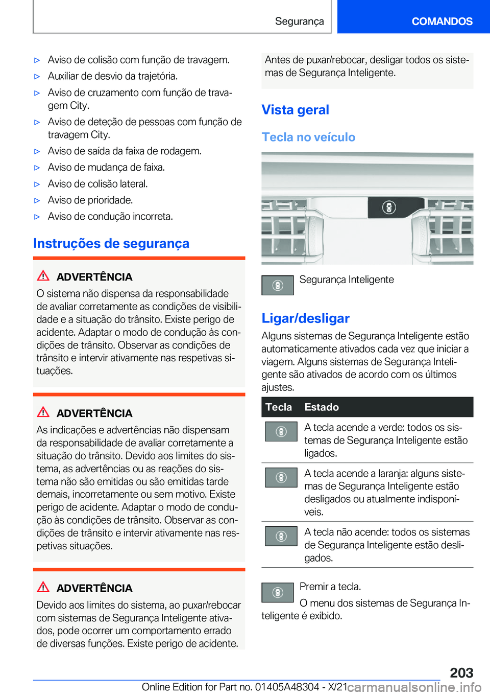 BMW X3 2022  Manual do condutor (in Portuguese) x�A�v�i�s�o��d�e��c�o�l�i�s�ã�o��c�o�m��f�u�n�
