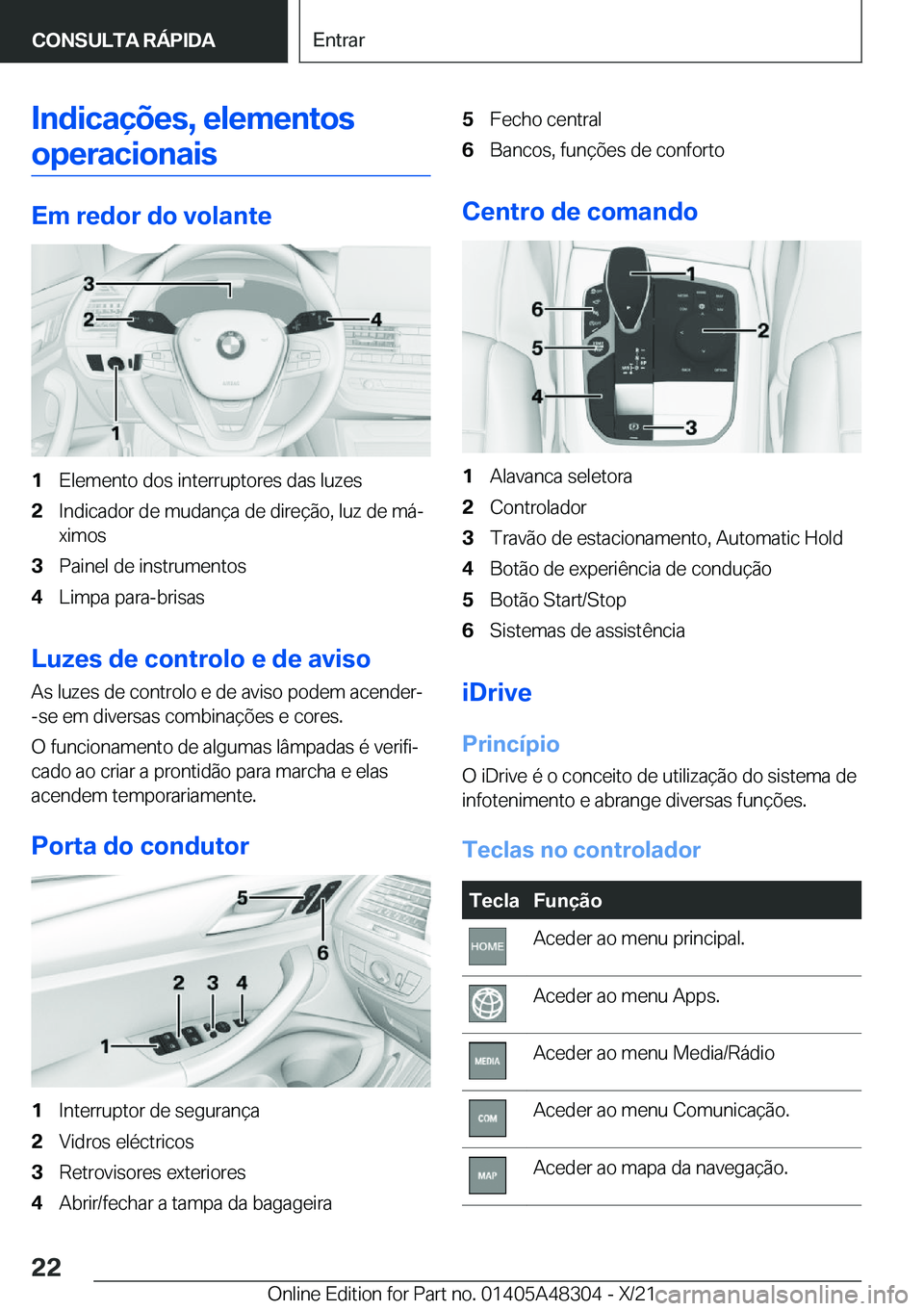 BMW X3 2022  Manual do condutor (in Portuguese) �I�n�d�i�c�a�
