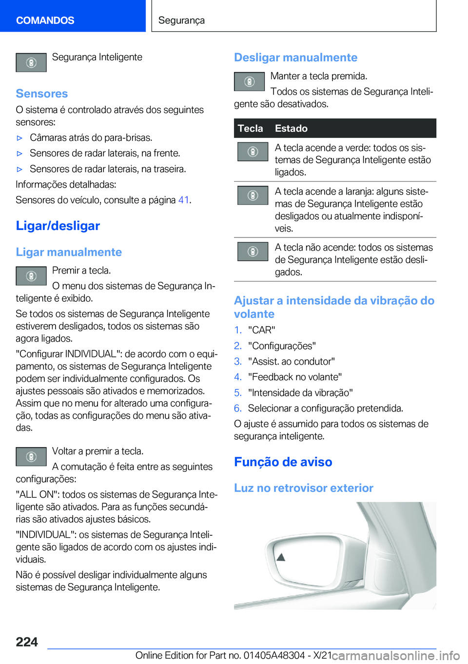 BMW X3 2022  Manual do condutor (in Portuguese) �S�e�g�u�r�a�n�
