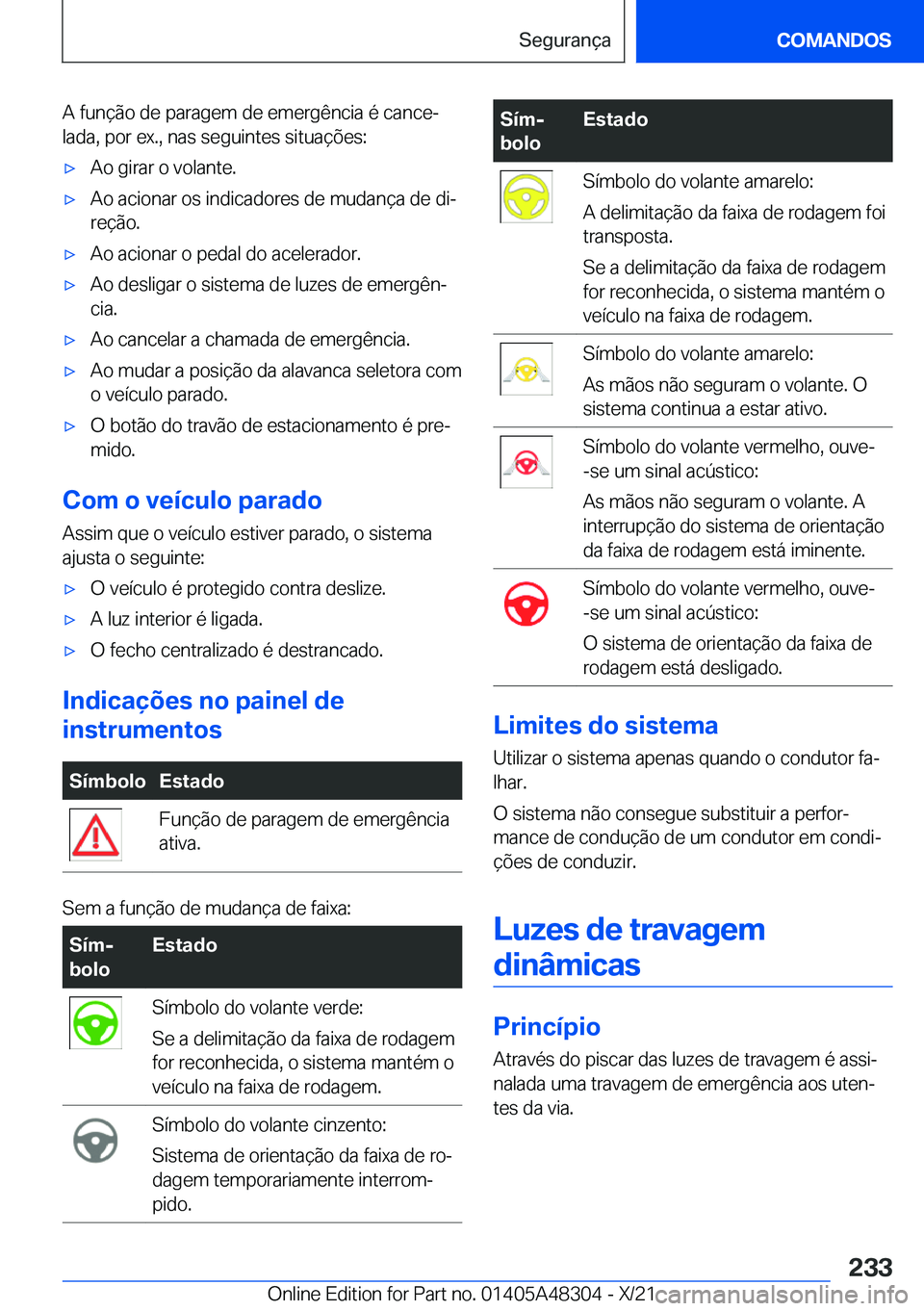 BMW X3 2022  Manual do condutor (in Portuguese) �A��f�u�n�