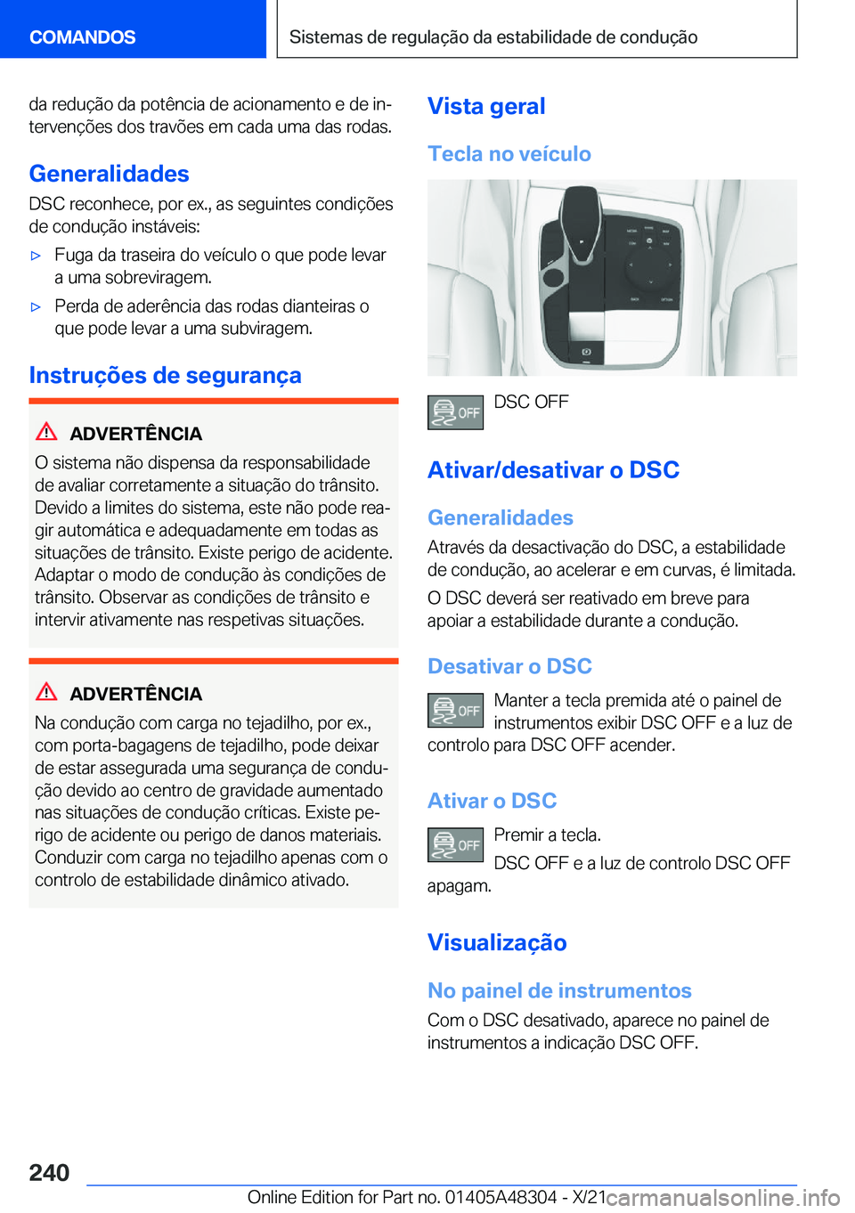 BMW X3 2022  Manual do condutor (in Portuguese) �d�a��r�e�d�u�