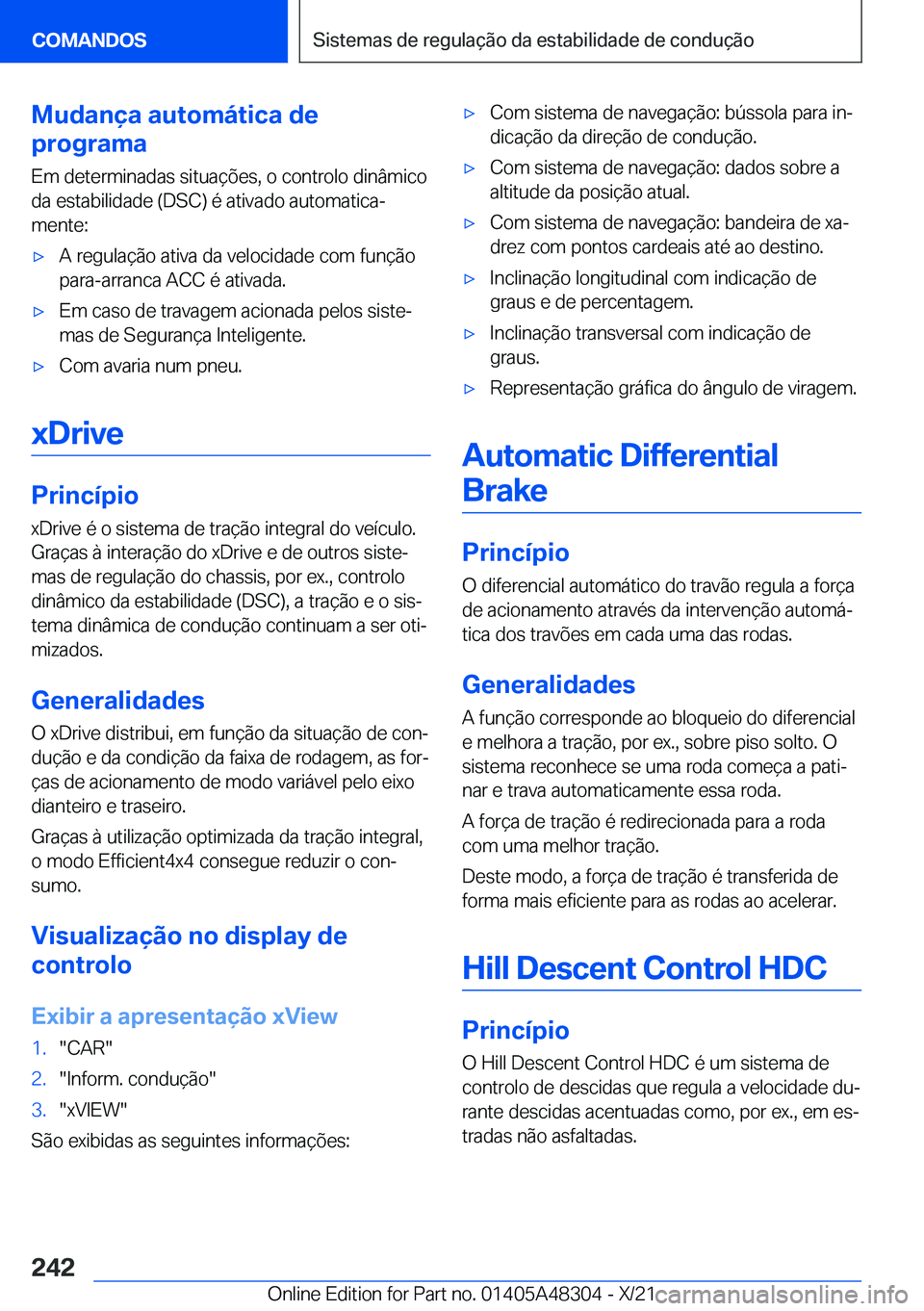 BMW X3 2022  Manual do condutor (in Portuguese) �M�u�d�a�n�