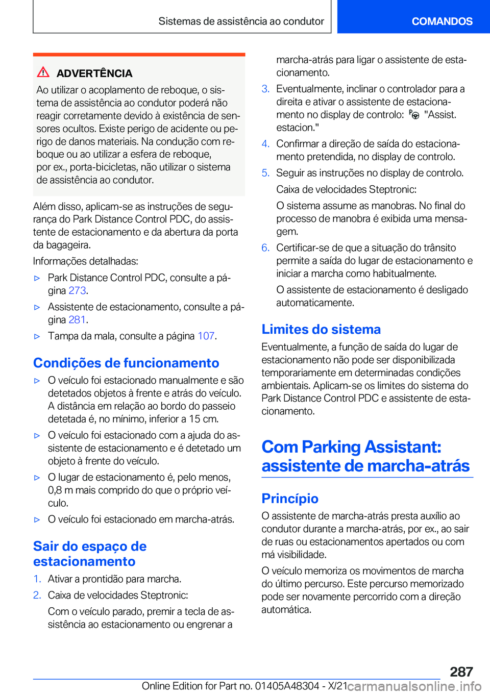 BMW X3 2022  Manual do condutor (in Portuguese) �A�D�V�E�R�T�