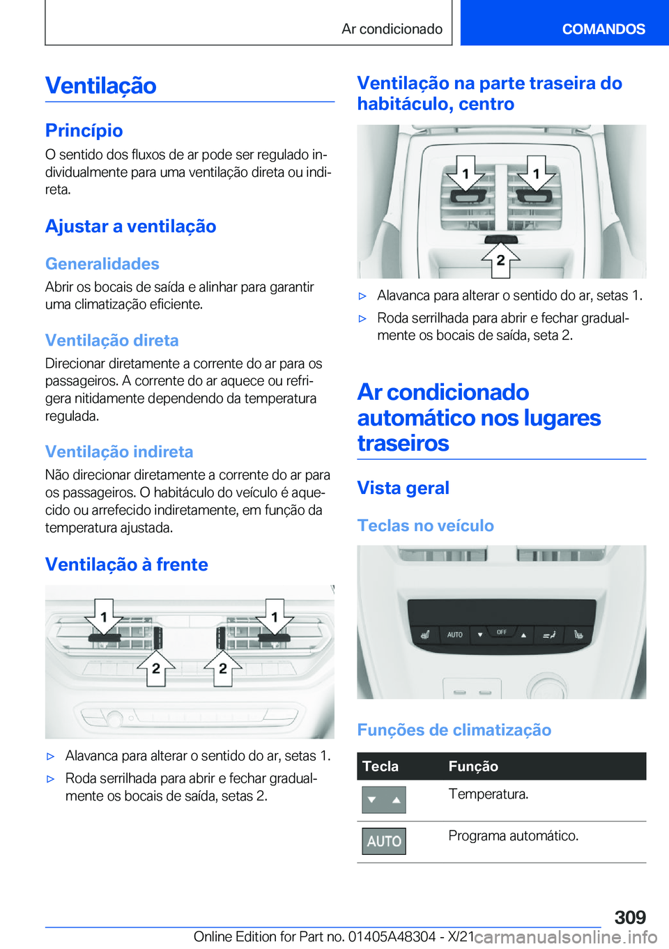 BMW X3 2022  Manual do condutor (in Portuguese) �V�e�n�t�i�l�a�
