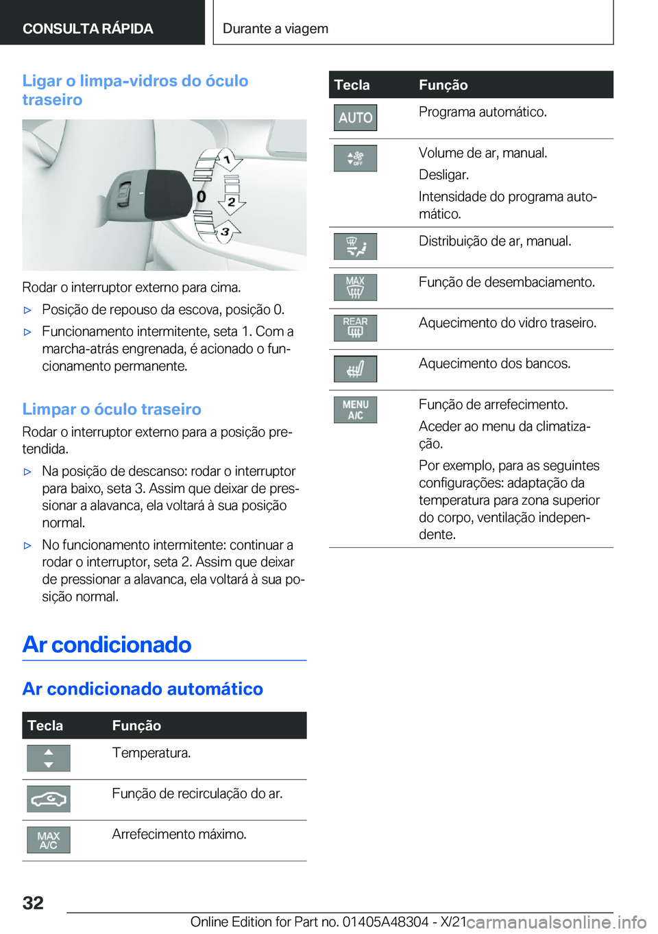 BMW X3 2022  Manual do condutor (in Portuguese) �L�i�g�a�r��o��l�i�m�p�a�-�v�i�d�r�o�s��d�o��