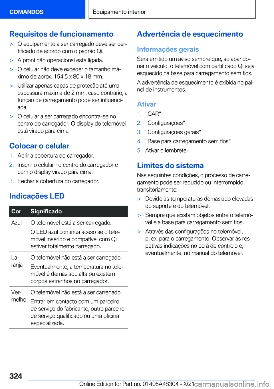 BMW X3 2022  Manual do condutor (in Portuguese) �R�e�q�u�i�s�i�t�o�s��d�e��f�u�n�c�i�o�n�a�m�e�n�t�ox�O��e�q�u�i�p�a�m�e�n�t�o��a��s�e�r��c�a�r�r�e�g�a�d�o��d�e�v�e��s�e�r��c�e�rª
�t�i�f�i�c�a�d�o��d�e��a�c�o�r�d�o��c�o�m��o��p�a�d