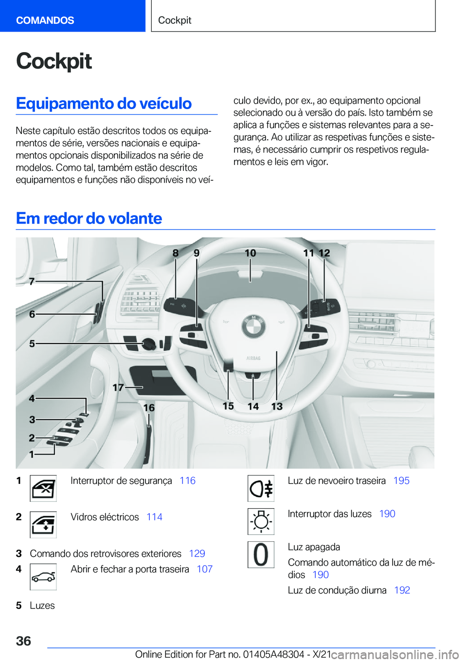 BMW X3 2022  Manual do condutor (in Portuguese) �C�o�c�k�p�i�t�E�q�u�i�p�a�m�e�n�t�o��d�o��v�e�