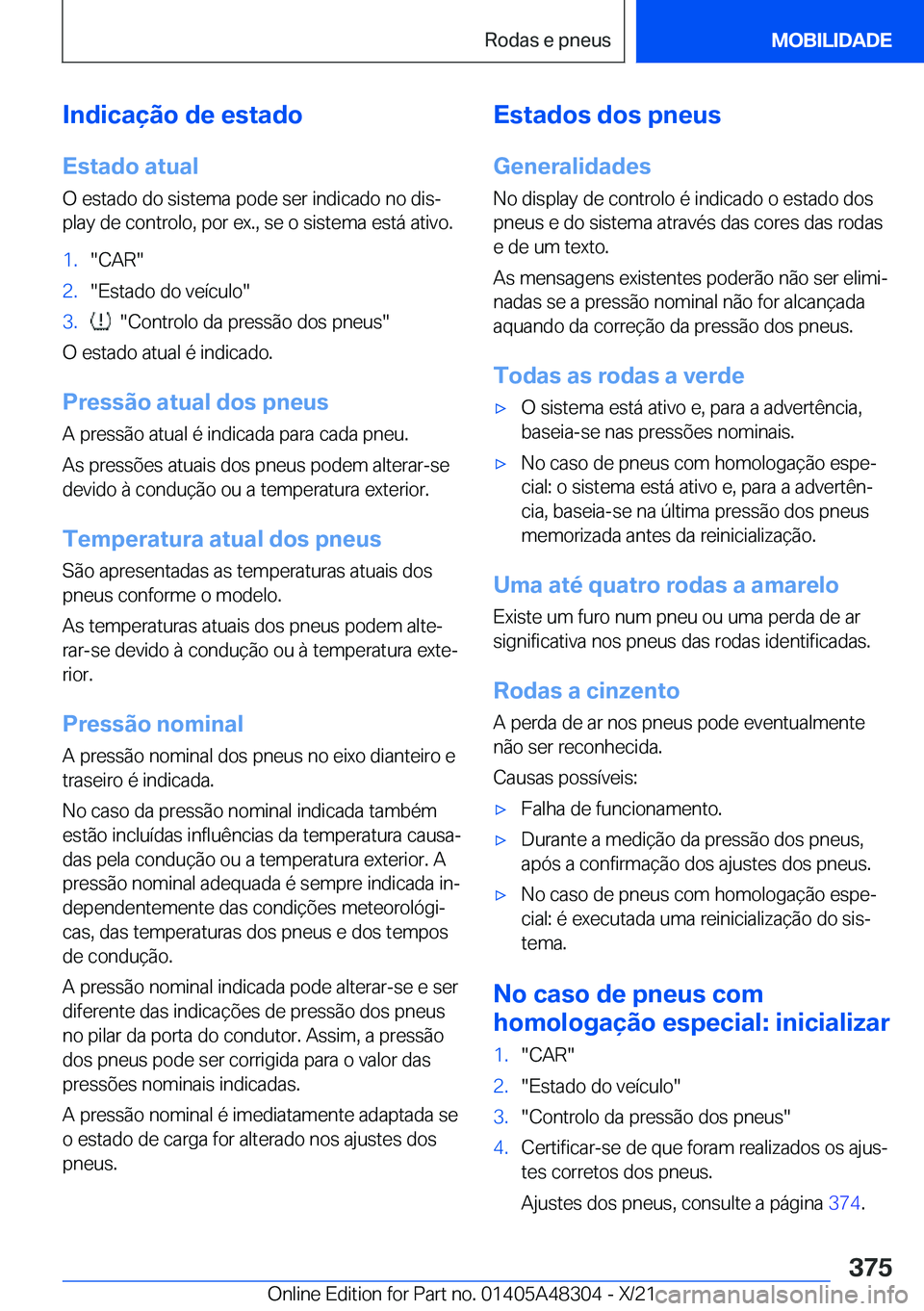 BMW X3 2022  Manual do condutor (in Portuguese) �I�n�d�i�c�a�