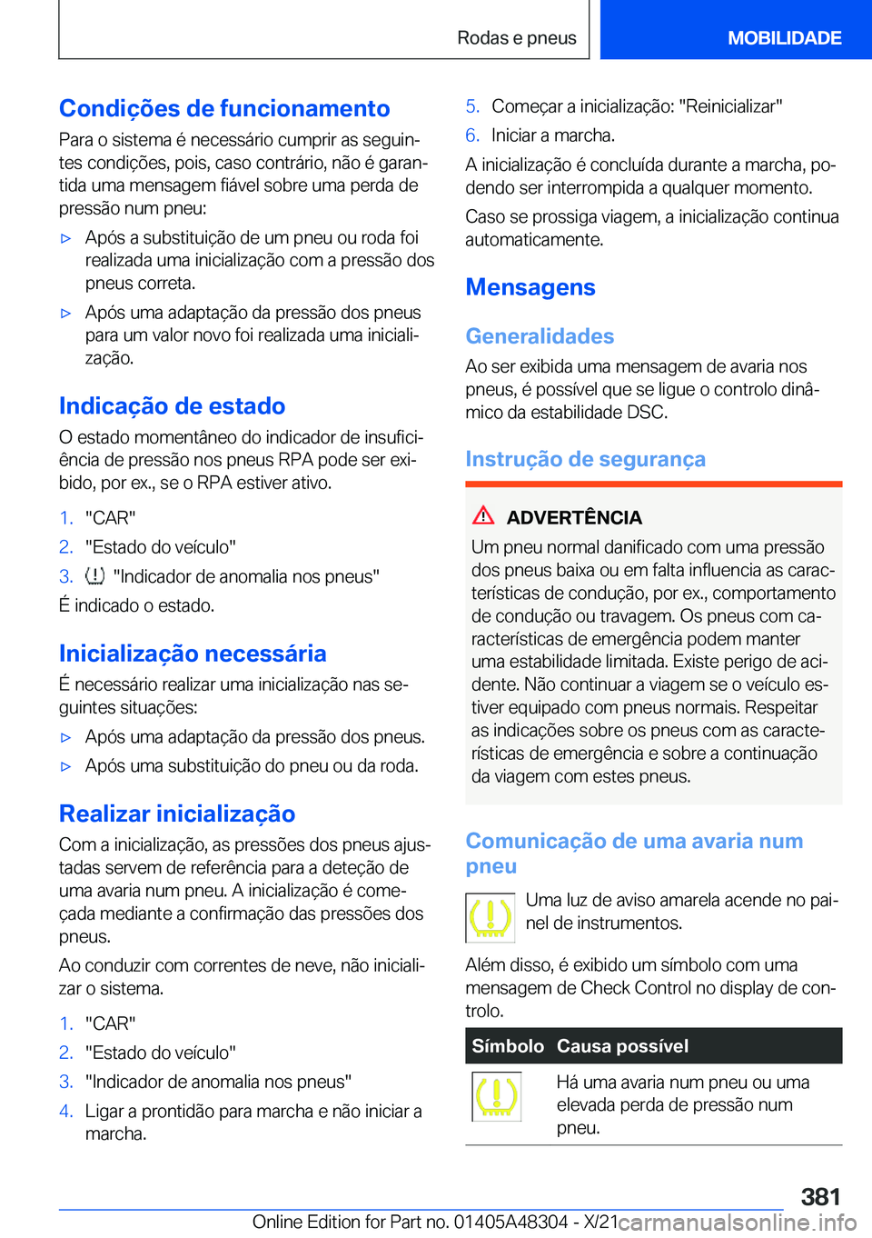 BMW X3 2022  Manual do condutor (in Portuguese) �C�o�n�d�i�