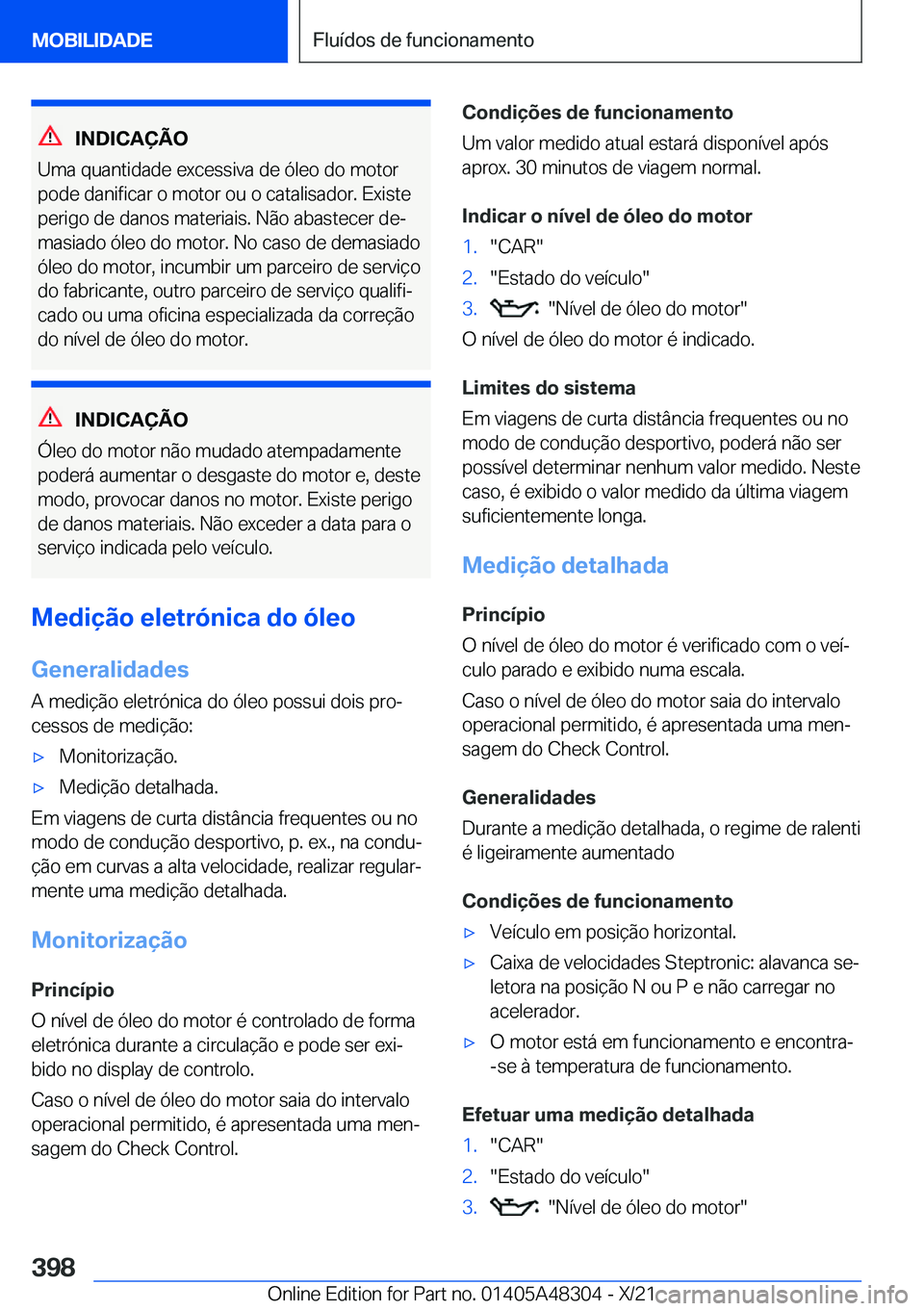 BMW X3 2022  Manual do condutor (in Portuguese) �I�N�D�I�C�A�