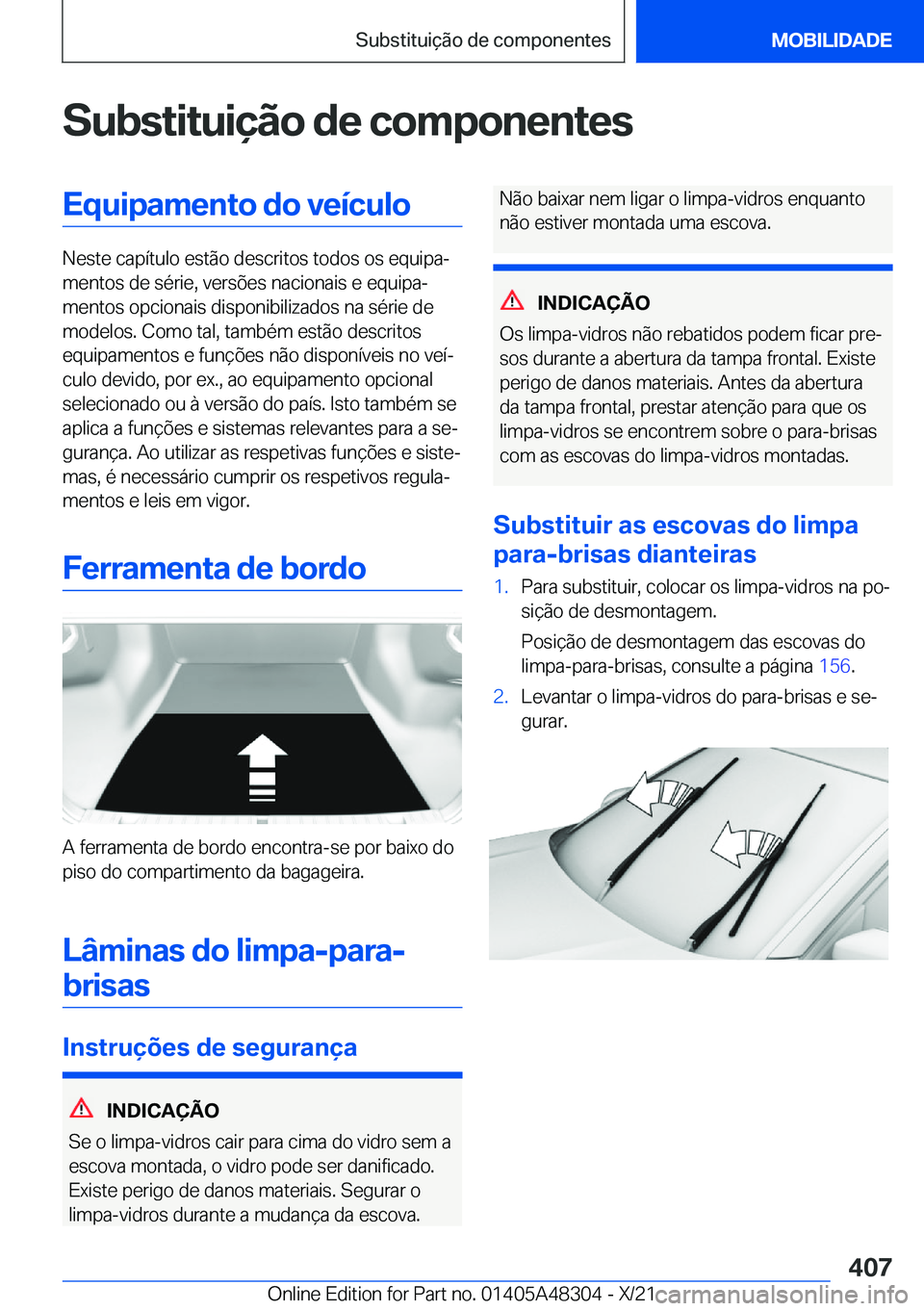 BMW X3 2022  Manual do condutor (in Portuguese) �S�u�b�s�t�i�t�u�i�