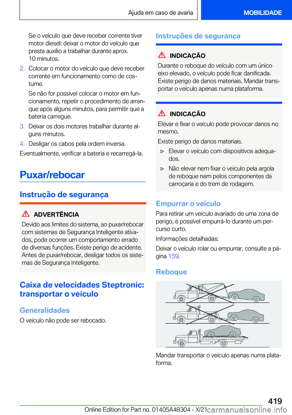 BMW X3 2022  Manual do condutor (in Portuguese) �S�e��o��v�e�