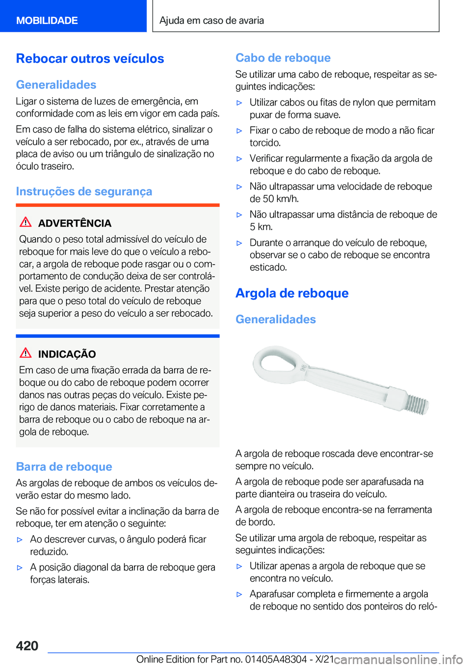 BMW X3 2022  Manual do condutor (in Portuguese) �R�e�b�o�c�a�r��o�u�t�r�o�s��v�e�