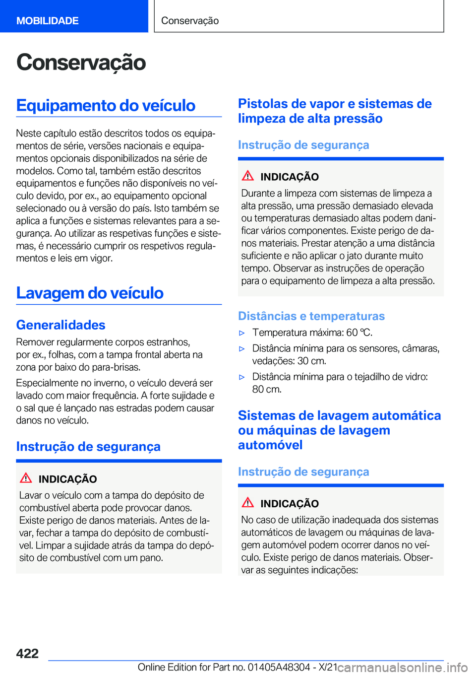 BMW X3 2022  Manual do condutor (in Portuguese) �C�o�n�s�e�r�v�a�