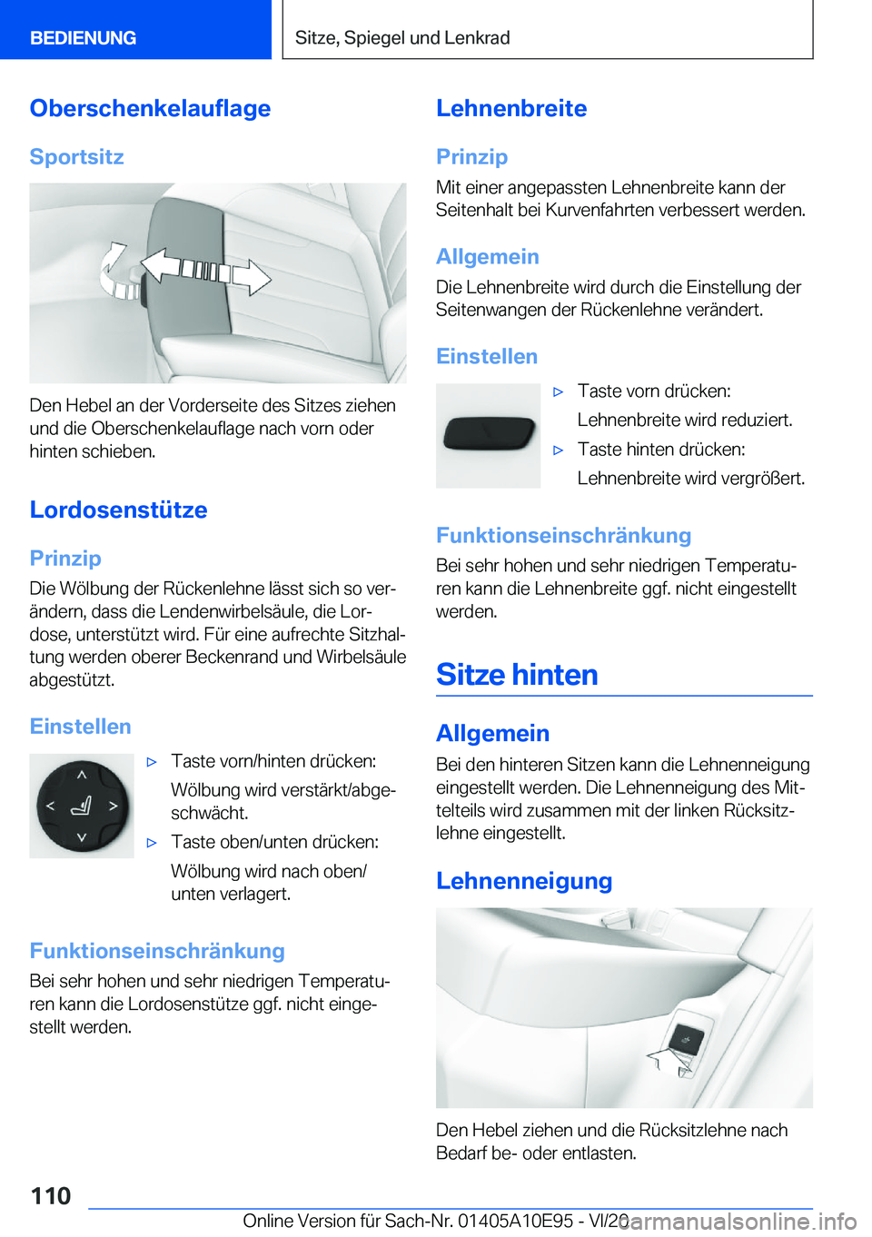 BMW X3 2021  Betriebsanleitungen (in German) �O�b�e�r�s�c�h�e�n�k�e�l�a�u�f�l�a�g�e
�S�p�o�r�t�s�i�t�z
�D�e�n��H�e�b�e�l��a�n��d�e�r��V�o�r�d�e�r�s�e�i�t�e��d�e�s��S�i�t�z�e�s��z�i�e�h�e�n
�u�n�d��d�i�e��O�b�e�r�s�c�h�e�n�k�e�l�a�u�f�l�