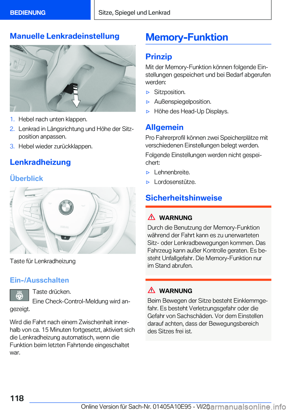 BMW X3 2021  Betriebsanleitungen (in German) �M�a�n�u�e�l�l�e��L�e�n�k�r�a�d�e�i�n�s�t�e�l�l�u�n�g�1�.�H�e�b�e�l��n�a�c�h��u�n�t�e�n��k�l�a�p�p�e�n�.�2�.�L�e�n�k�r�a�d��i�n��L�