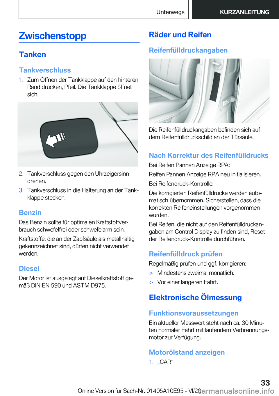 BMW X3 2021  Betriebsanleitungen (in German) �Z�w�i�s�c�h�e�n�s�t�o�p�p
�T�a�n�k�e�n�T�a�n�k�v�e�r�s�c�h�l�u�s�s
�1�.�Z�u�m��