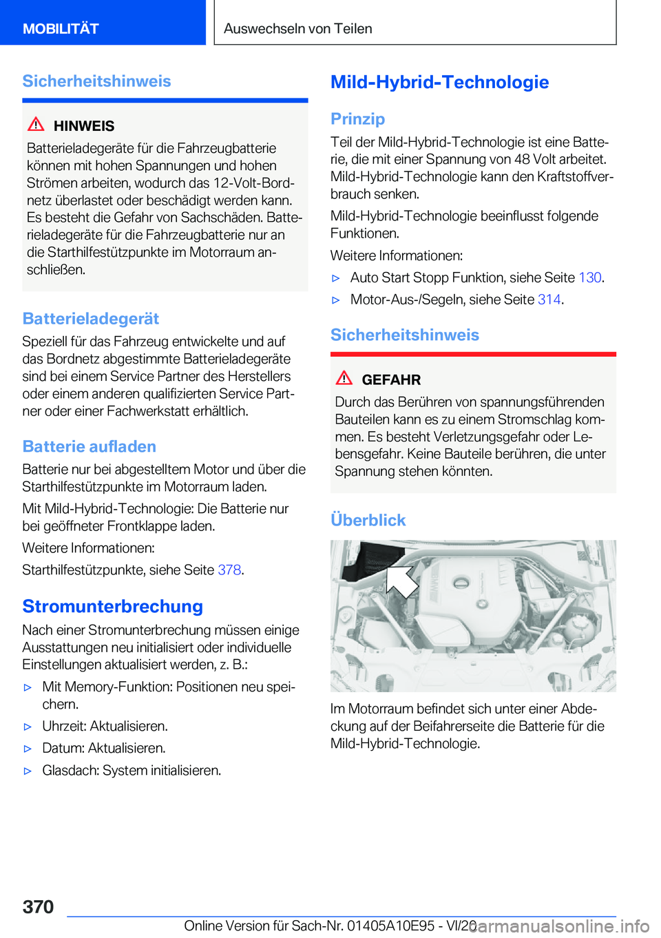 BMW X3 2021  Betriebsanleitungen (in German) �S�i�c�h�e�r�h�e�i�t�s�h�i�n�w�e�i�s
�H�I�N�W�E�I�S
�B�a�t�t�e�r�i�e�l�a�d�e�g�e�r�