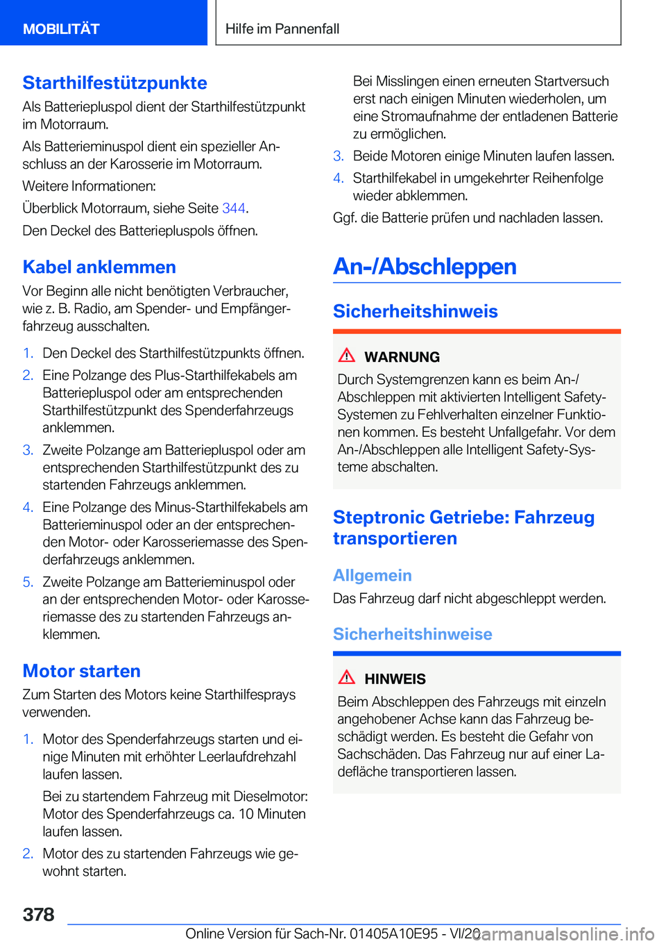 BMW X3 2021  Betriebsanleitungen (in German) �S�t�a�r�t�h�i�l�f�e�s�t�