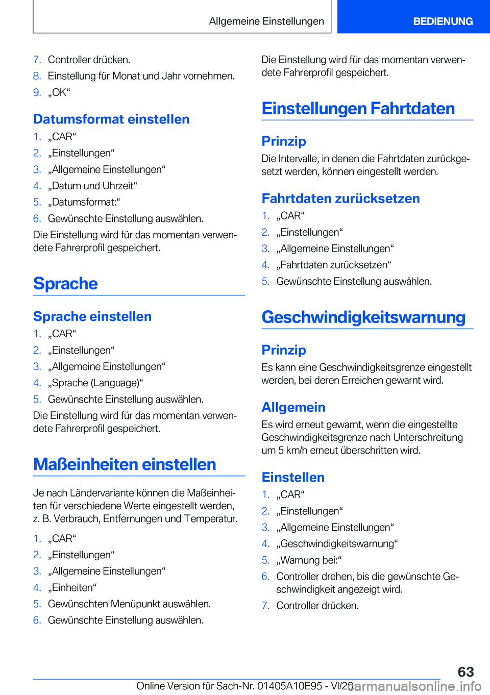 BMW X3 2021  Betriebsanleitungen (in German) �7�.�C�o�n�t�r�o�l�l�e�r��d�r�