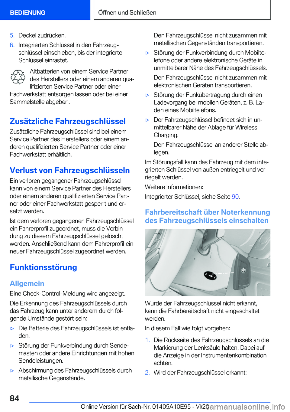 BMW X3 2021  Betriebsanleitungen (in German) �5�.�D�e�c�k�e�l��z�u�d�r�