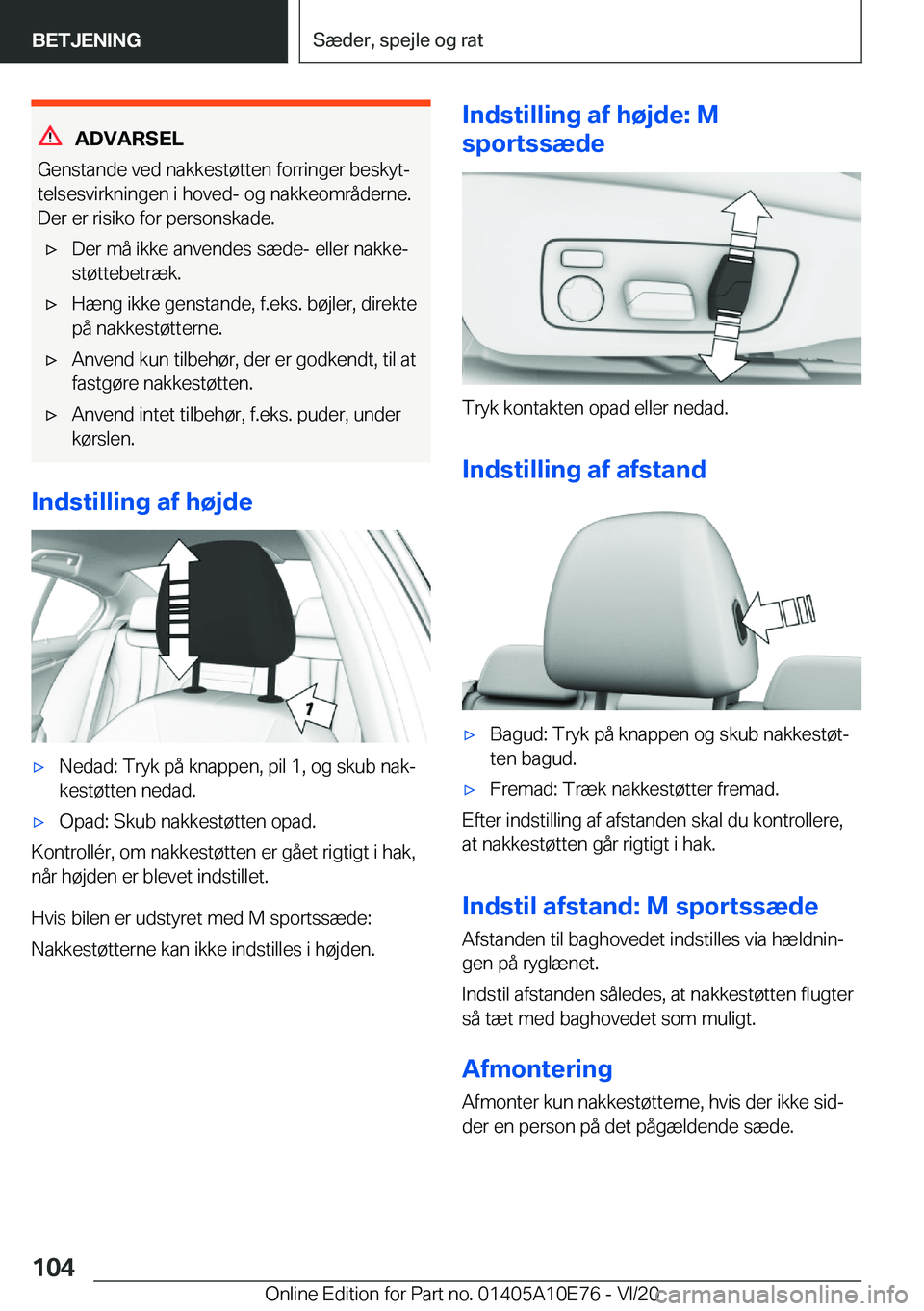 BMW X3 2021  InstruktionsbØger (in Danish) �A�D�V�A�R�S�E�L
�G�e�n�s�t�a�n�d�e��v�e�d��n�a�k�k�e�s�t�