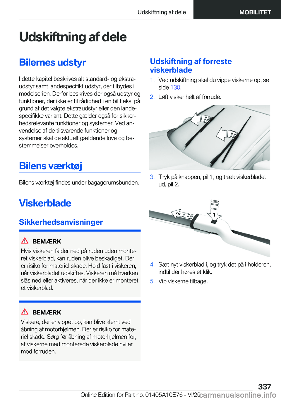 BMW X3 2021  InstruktionsbØger (in Danish) �U�d�s�k�i�f�t�n�i�n�g��a�f��d�e�l�e�B�i�l�e�r�n�e�s��u�d�s�t�y�r
�I��d�e�t�t�e��k�a�p�i�t�e�l��b�e�s�k�r�i�v�e�s��a�l�t��s�t�a�n�d�a�r�d�-��o�g��e�k�s�t�r�aj
�u�d�s�t�y�r��s�a�m�t��l�a�n