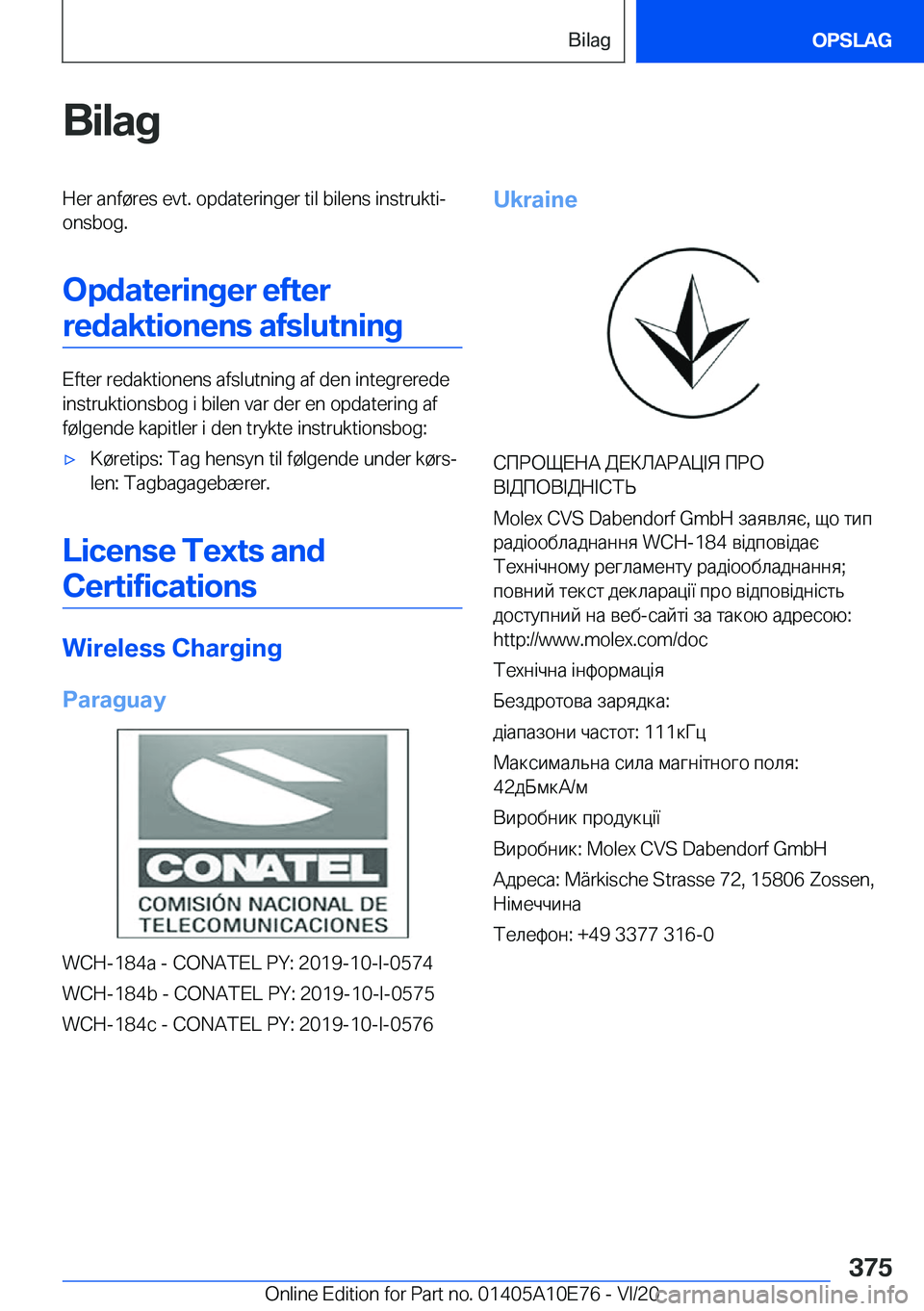 BMW X3 2021  InstruktionsbØger (in Danish) �B�i�l�a�g�H�e�r��a�n�f�