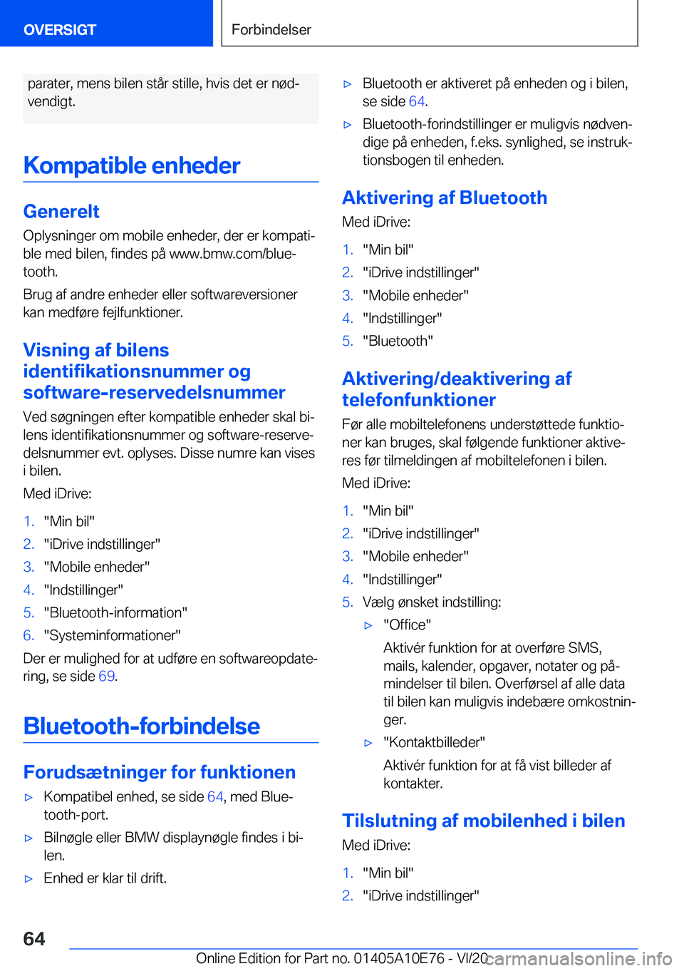 BMW X3 2021  InstruktionsbØger (in Danish) �p�a�r�a�t�e�r�,��m�e�n�s��b�i�l�e�n��s�t�å�r��s�t�i�l�l�e�,��h�v�i�s��d�e�t��e�r��n�