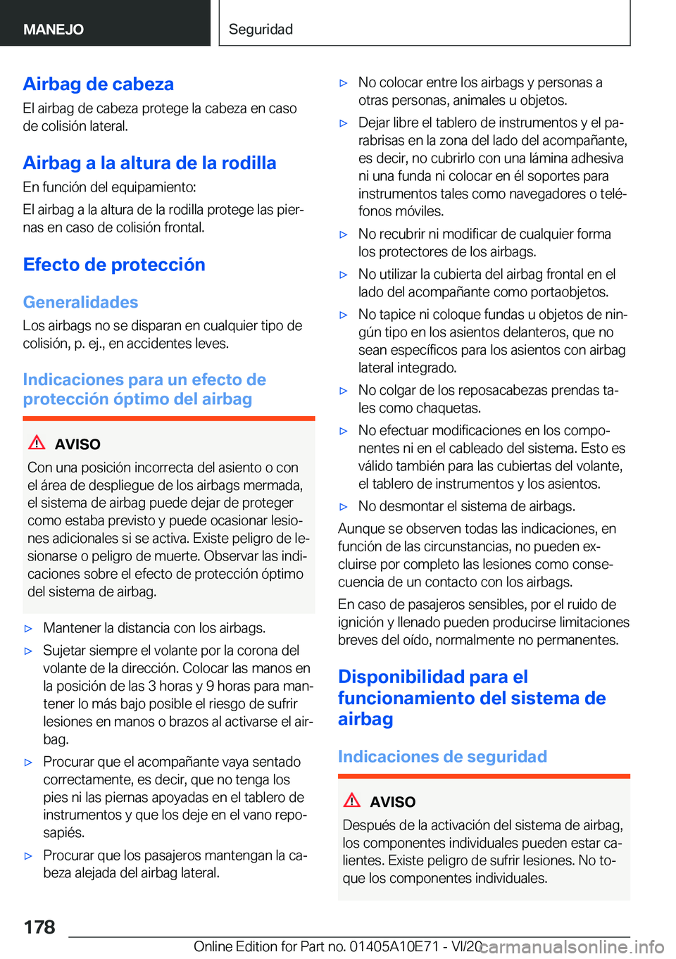 BMW X3 2021  Manuales de Empleo (in Spanish) �A�i�r�b�a�g��d�e��c�a�b�e�z�a
�E�l��a�i�r�b�a�g��d�e��c�a�b�e�z�a��p�r�o�t�e�g�e��l�a��c�a�b�e�z�a��e�n��c�a�s�o
�d�e��c�o�l�i�s�i�