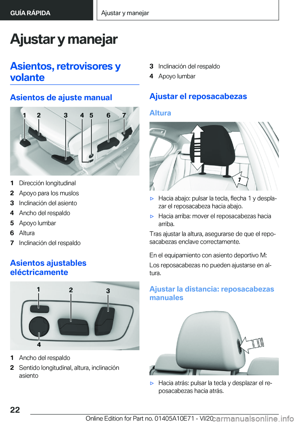BMW X3 2021  Manuales de Empleo (in Spanish) �A�j�u�s�t�a�r��y��m�a�n�e�j�a�r�A�s�i�e�n�t�o�s�,��r�e�t�r�o�v�i�s�o�r�e�s��y
�v�o�l�a�n�t�e
�A�s�i�e�n�t�o�s��d�e��a�j�u�s�t�e��m�a�n�u�a�l
�1�D�i�r�e�c�c�i�
