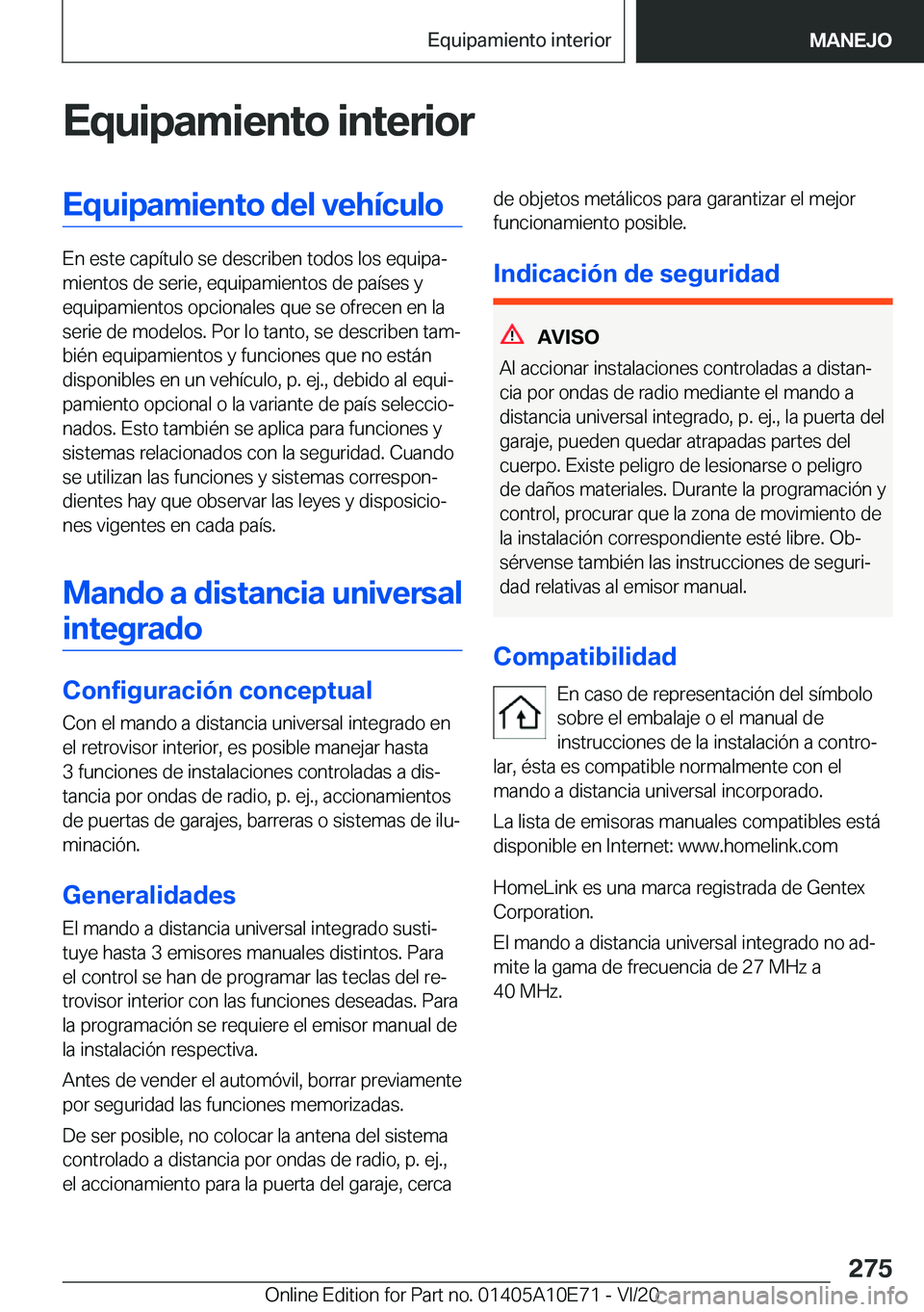 BMW X3 2021  Manuales de Empleo (in Spanish) �E�q�u�i�p�a�m�i�e�n�t�o��i�n�t�e�r�i�o�r�E�q�u�i�p�a�m�i�e�n�t�o��d�e�l��v�e�h�
