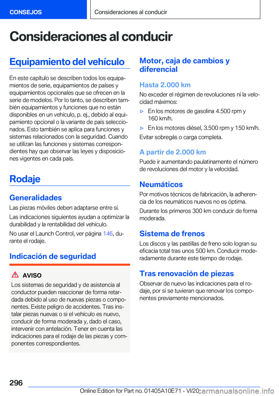 BMW X3 2021  Manuales de Empleo (in Spanish) �C�o�n�s�i�d�e�r�a�c�i�o�n�e�s��a�l��c�o�n�d�u�c�i�r�E�q�u�i�p�a�m�i�e�n�t�o��d�e�l��v�e�h�