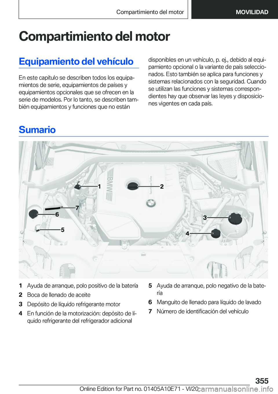 BMW X3 2021  Manuales de Empleo (in Spanish) �C�o�m�p�a�r�t�i�m�i�e�n�t�o��d�e�l��m�o�t�o�r�E�q�u�i�p�a�m�i�e�n�t�o��d�e�l��v�e�h�