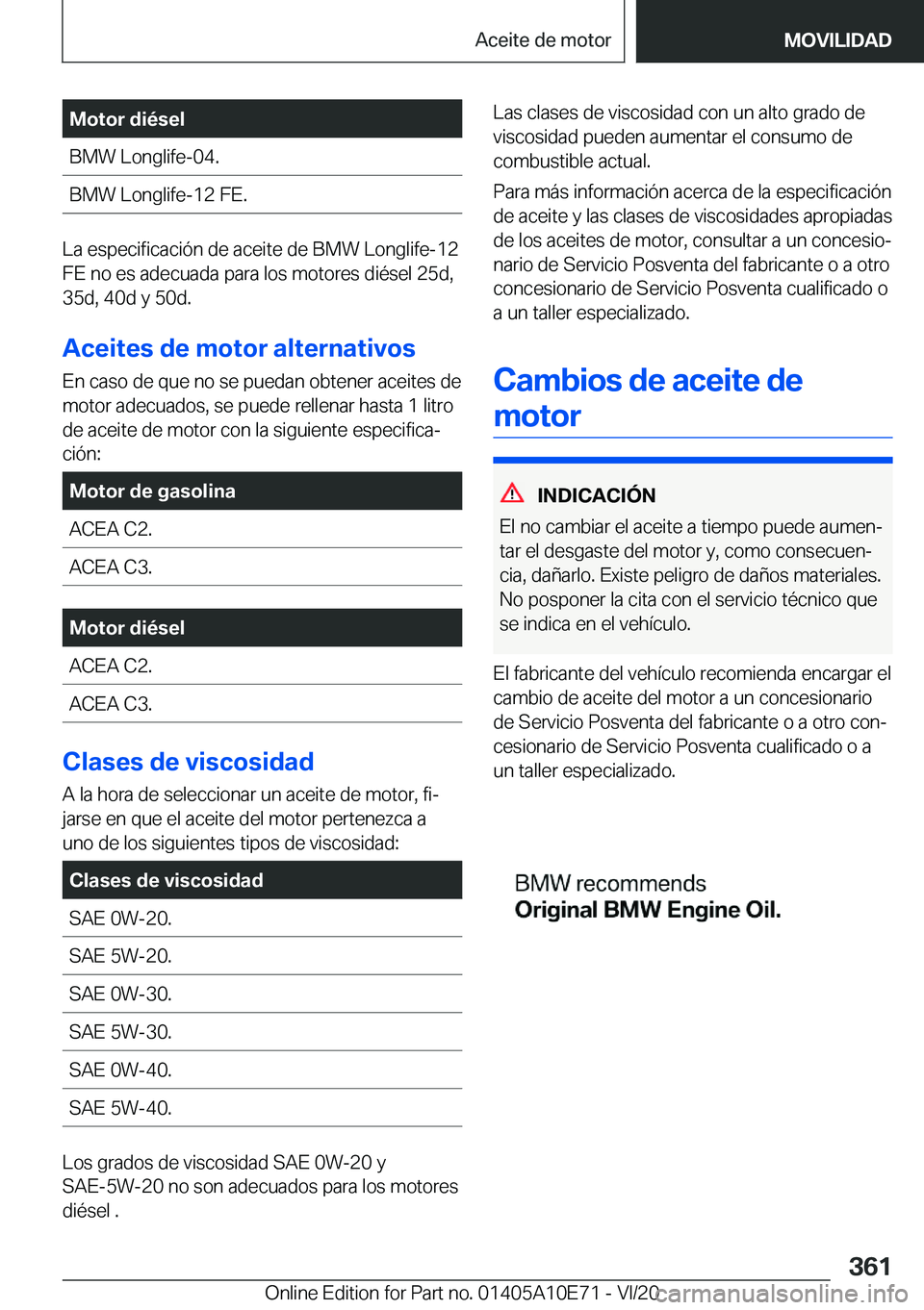 BMW X3 2021  Manuales de Empleo (in Spanish) �M�o�t�o�r��d�i�